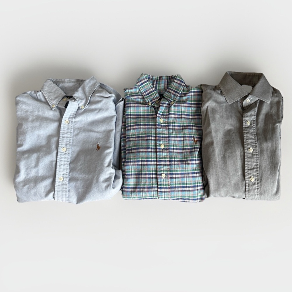 3 Set Ralph Lauren shirts Blue, Gray and plaid